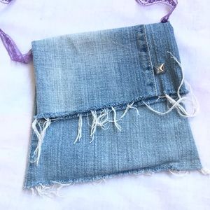 Handmade Jean Purse w Lace Strap